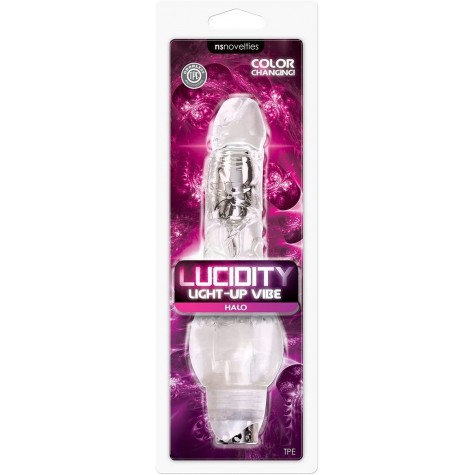 Прозрачный вибратор-реалистик Lucidity Halo Light Up Vibe - 23 см.